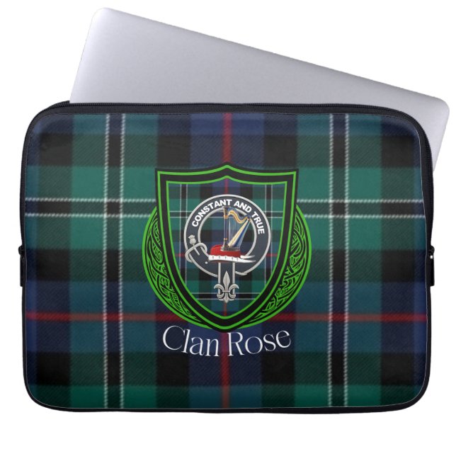Rose Scottish Clan Tartan and Crest  Laptop Fodral (Framsidan)