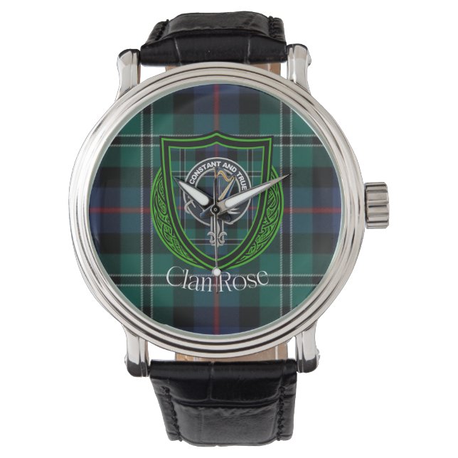 Rose Scottish Clan Tartan & Crest Armbandsur (Framsida)