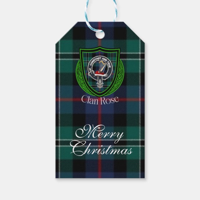 Rose Scottish Clan Tartan & Crest Presentetikett (Framsidan)