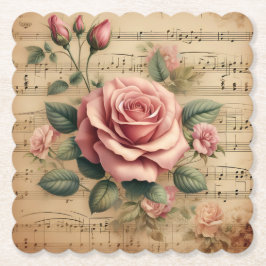 Rose & Sheet Music Pappersunderlägg – Fler former  Underlägg Papper