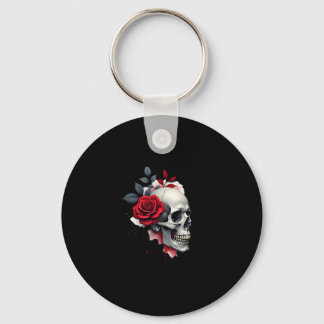 Rose Skeleton Skull Hand Red Flower Rose T-Shirt ( Nyckelring