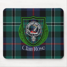 Rose skotska klan tartan och vapensköld