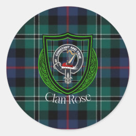 Rose skotska klan tartan och vapensköld runt klistermärke