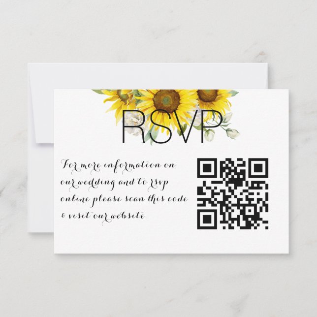 Rose sunflower QR photo wedding Response Card OSA Kort (Framsida)