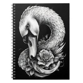 "Rose Swan" Floral Art Spiral Notebook Anteckningsbok