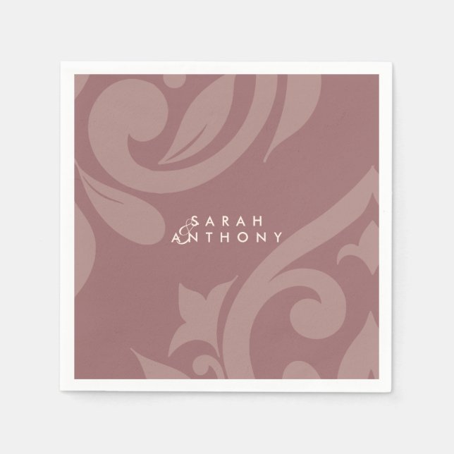 Rose Taupe Damask Elegant Classic Wedding Pappersservett (Framsidan)
