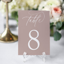 Rose Taupe | Enkel Elegant Skrift Bordsnummer