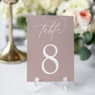 Rose Taupe Enkel Elegant Skrift Bordsnummer