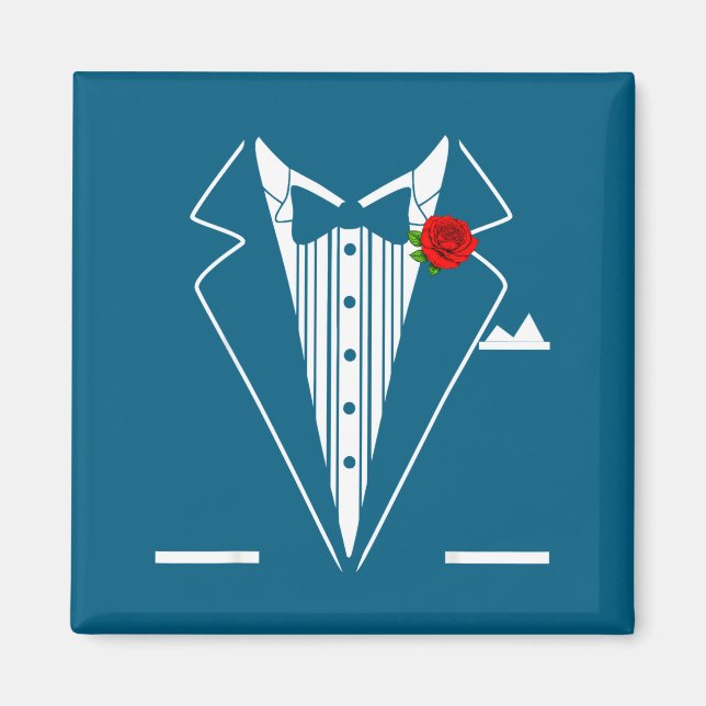 Rose Tuxedo Tux Wedding Prom Costume Party Men Kid Magnet (Framsidan)