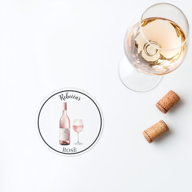 Rosé Vin Älskare Underlägg - Personlig Vin (personalized rosé wine coaster custom name)