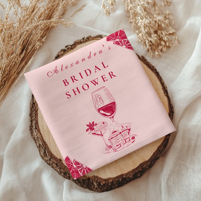 Rosé Vin Citrus Bröllopsfest Pappersservett (Skapare uppladdad)