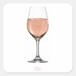 Rosé vin glasdekal fyrkantigt klistermärke