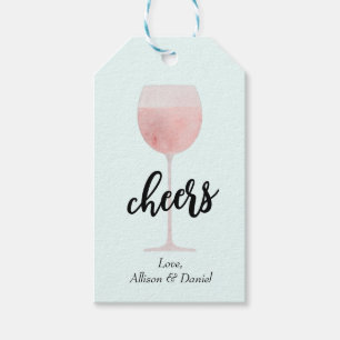 Rosé Vin Glass Cheers Bröllop eller Shower Favor Presentetikett