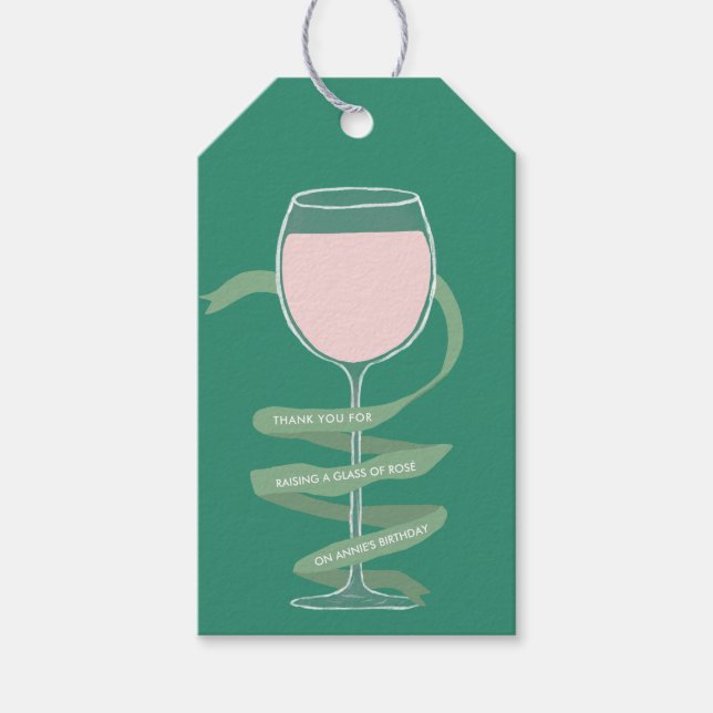 Rosé Vin Glass Winery Vuxen Födelsedagsfest  Presentetikett (Framsidan)