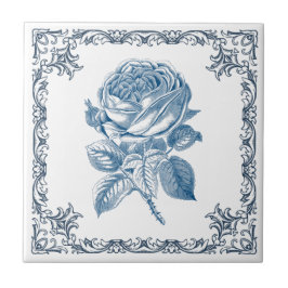 rose vintage bleue kakelplatta