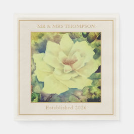 Rose Wedding Napkins | Sage & Ivory Floral | Custo Pappersservett