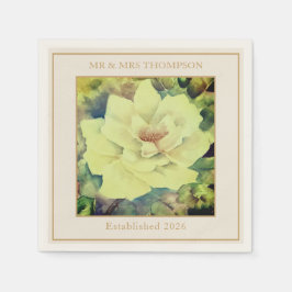 Rose Wedding Napkins | Sage & Ivory Floral | Custo Pappersservett