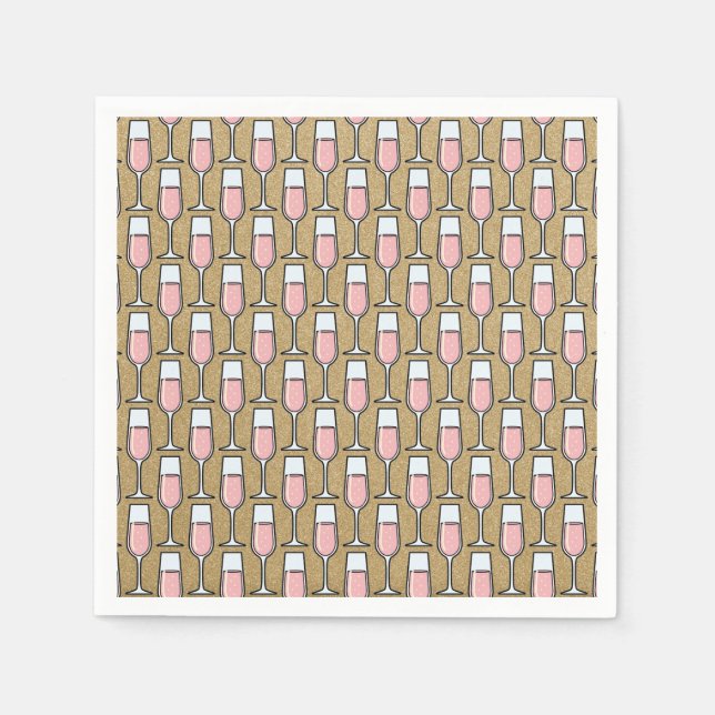 Rose Wine Pattern Gold Pappersservett (Framsidan)