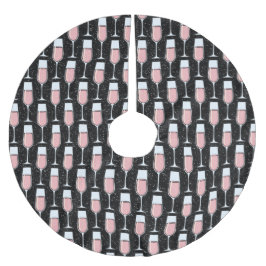 Rose Wine Pattern Julgransmatta Borstad Polyester