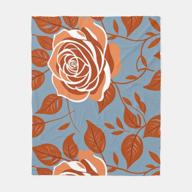 Rose With Warm Tones Of Orange And Rust Fleecefilt (Framsidan)