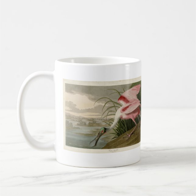 Roseat Spoonbill från Audubon's Birds of America Kaffemugg (Vänster)