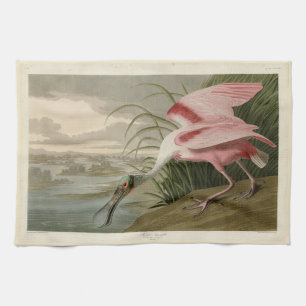 Roseat Spoonbill från Audubon's Birds of America Kökshandduk
