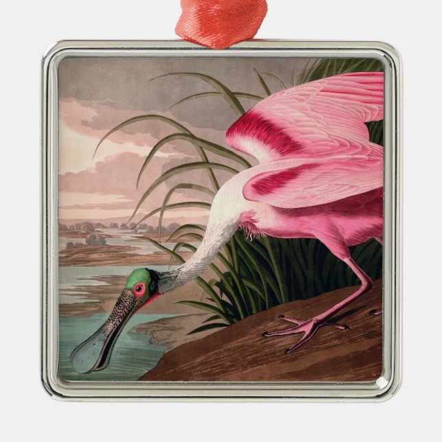 Roseate Spoonbill Audubon Bird Wildlife Julgransprydnad Metall (Framsidan)
