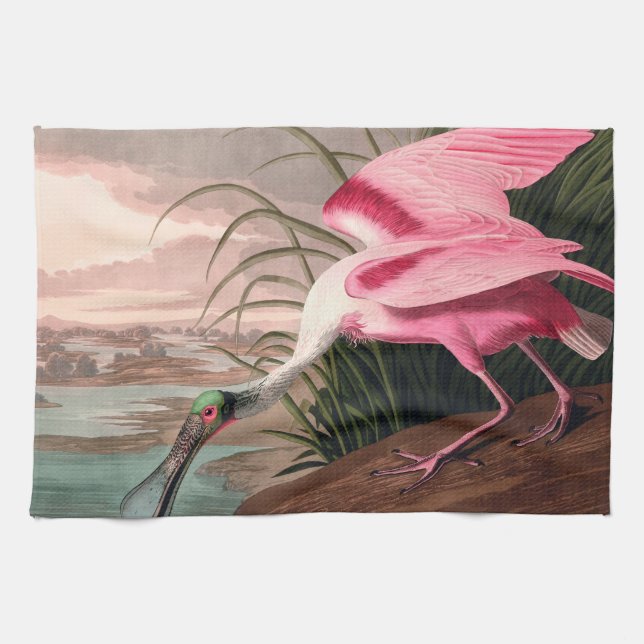 Roseate Spoonbill Audubon Bird Wildlife Kökshandduk (Horisontell)