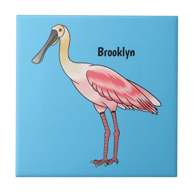 Roseate spoonbill bird cartoon illustration  kakelplatta (Framsidan)