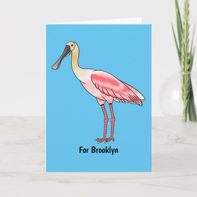 Roseate spoonbill bird cartoon illustration  kort (Framsida)