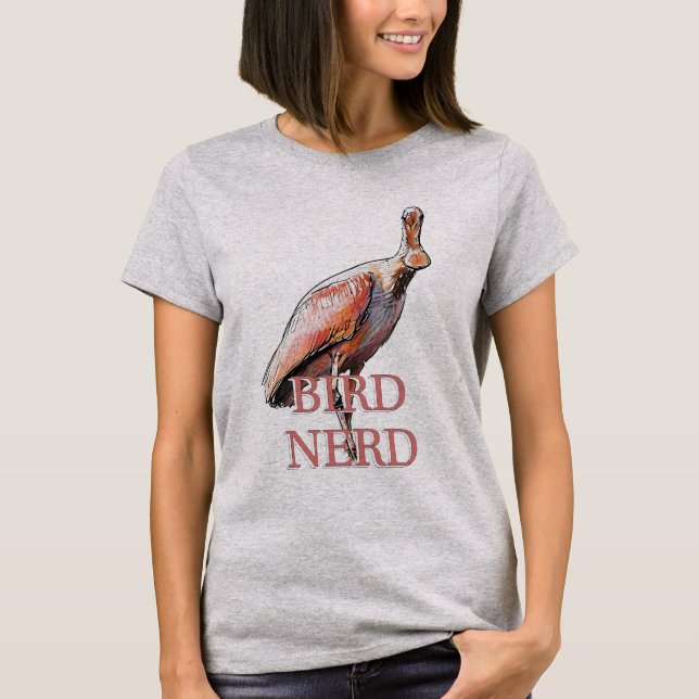 Roseate Spoonbill Bird Nerd T Shirt (Framsida)