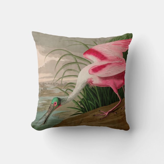 Roseate Spoonbill Birds of America Audubon Print Kudde (Framsida)