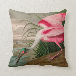 Roseate Spoonbill Birds of America Audubon Print Kudde