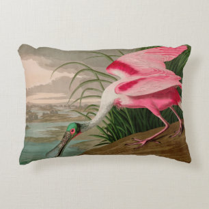 Roseate Spoonbill Birds of America Audubon Print Prydnadskudde