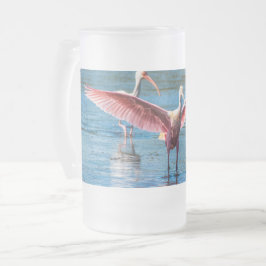 Roseate Spoonbill Frosted 16 oz Frosted Glass Mugg