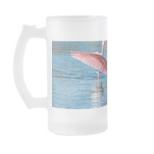 Roseate Spoonbill Frosted 16 oz Frosted Glass Mugg
