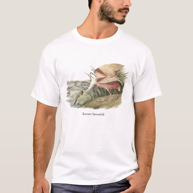 Roseate Spoonbill, John Audubon T Shirt (Framsida)