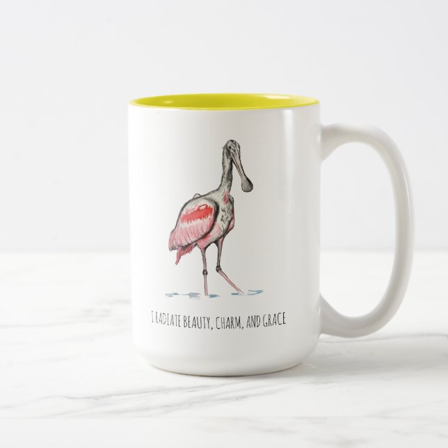 Roseate Spoonbill-tvåtonkaffe-Mugg Två-Tonad Mugg (Höger)