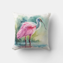 Roseate Spoonbill Watercolor REF97 - Watercolor Kudde