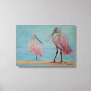 ROSEATE SPOONBILLS I den FLORIDA kanvastrycket Canvastryck