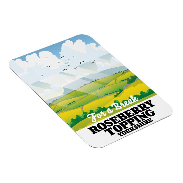 Roseberry Topping Yorkshire-reseaffisch Magnet (Högersidan)