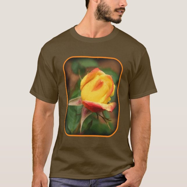 Rosebud Floral Art Photo Painting  T Shirt (Framsida)