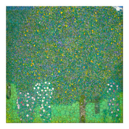 Rosebuskar under Träd av After Gustav Klimt Fototryck