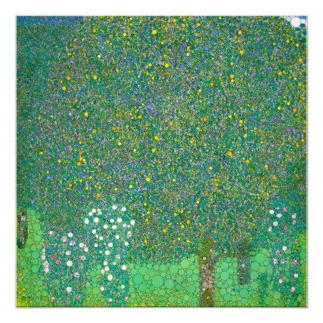 Rosebuskar under Träd av After Gustav Klimt Fototryck (Framsidan)