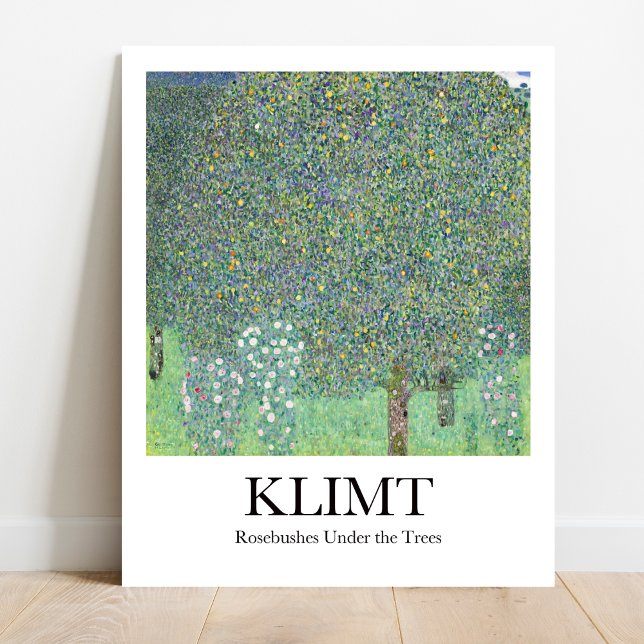 Rosebuskar under Träd av Gustav Klimt Poster (Klimt's Blooming Beauty: "Rosebushes Under the Trees". Art Deco masterpiece)