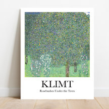 Rosebuskar under Träd av Gustav Klimt