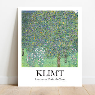 Rosebuskar under Träd av Gustav Klimt Poster