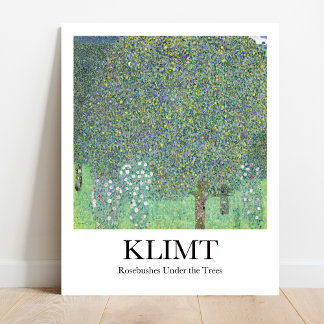 Rosebuskar under Träd av Gustav Klimt Poster