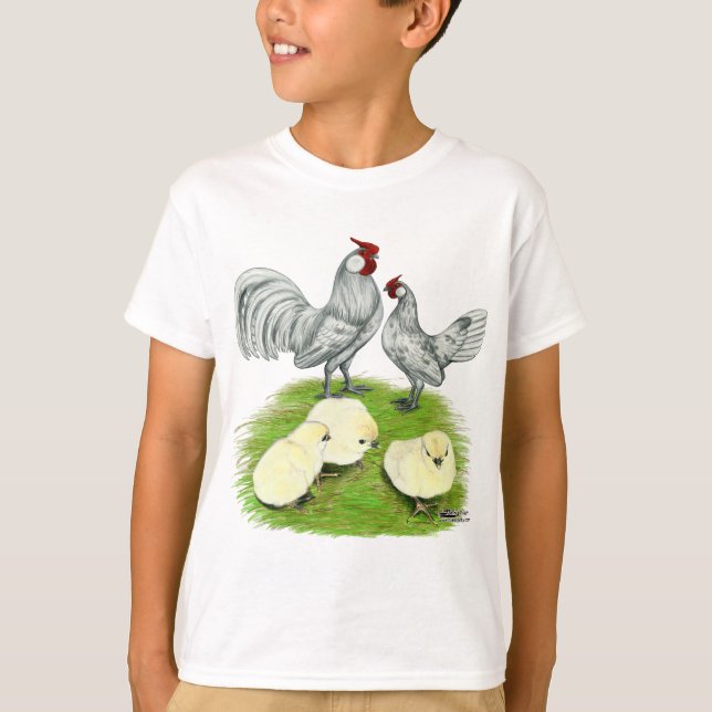 Rosecomb-dvärghöner och kycklingar t shirt (Framsida)