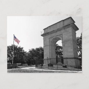 Rosedale Memorial Arch and Flagga, Kansas City, BW Vykort